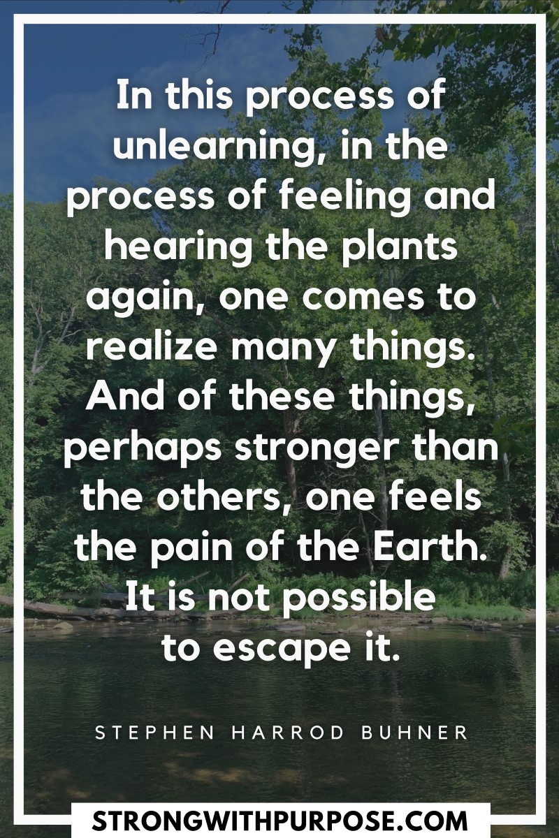 In this process of unlearning, in the process of feeling and hearing the plants again, one comes to realize many things - Strong with Purpose