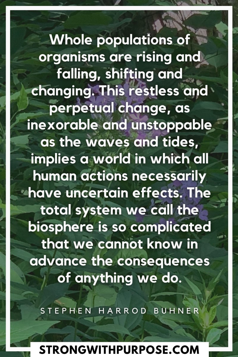 Whole populations of organisms are rising and falling, shifting and changing - Strong with Purpose